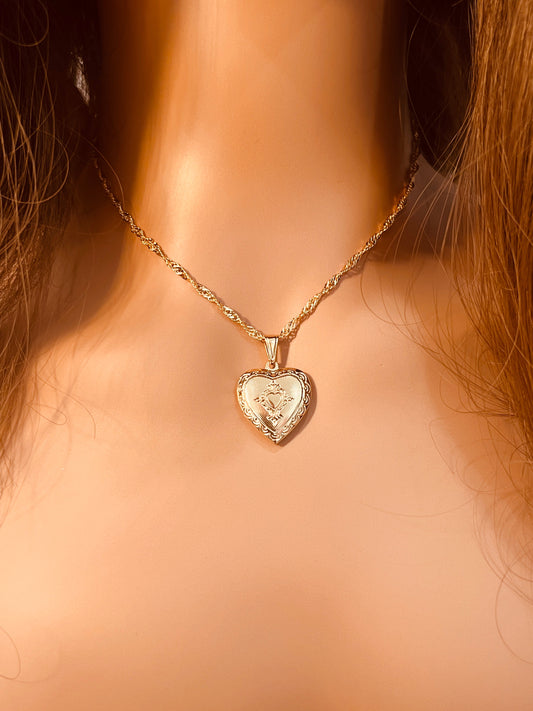 18KT Gold Filled Necklaces, Gold Filled Heart Locket Necklace | 16" 18" | Vintage Charm by HAUS OF MONOGRAM