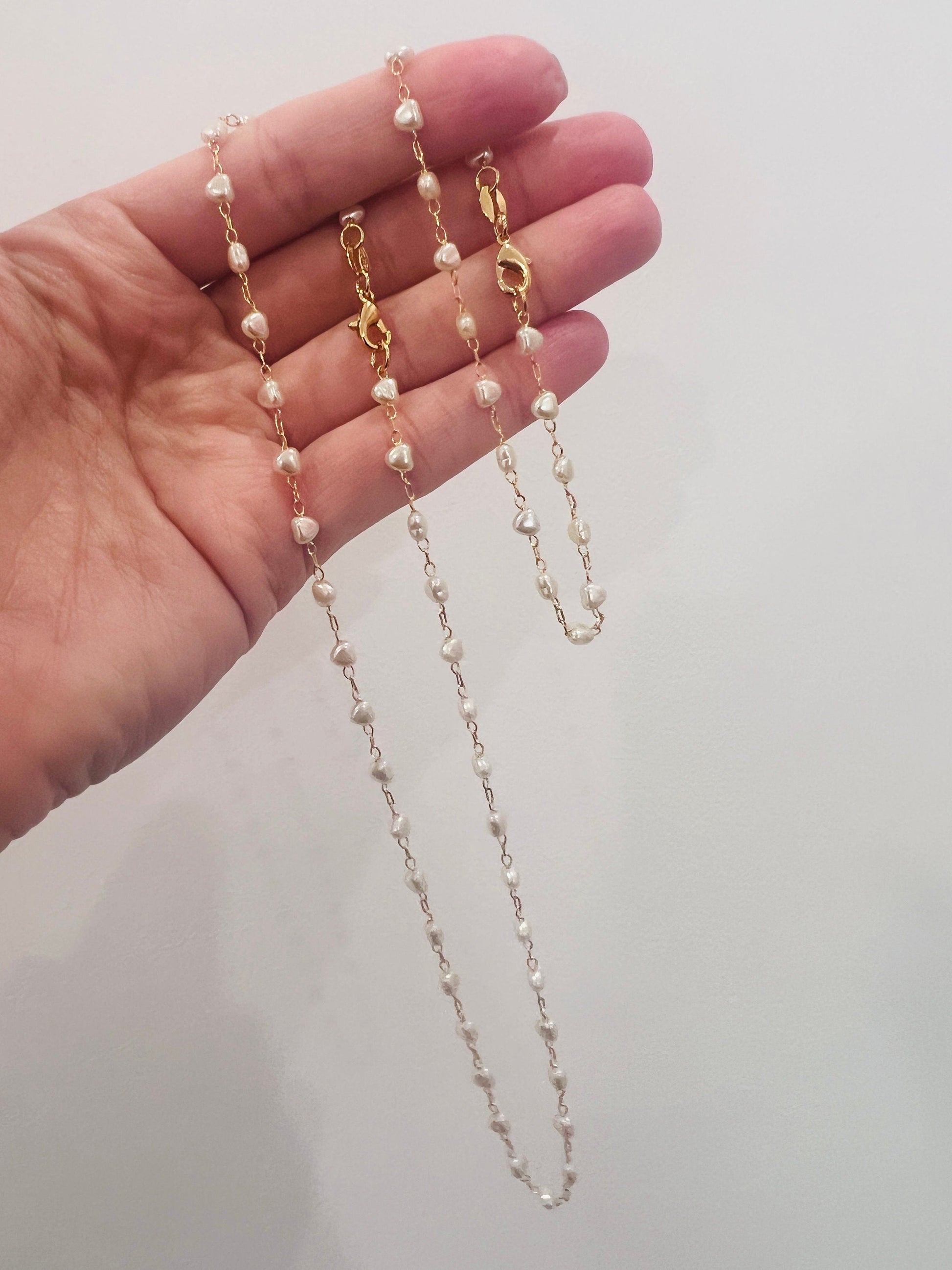 18KT Gold Filled Bracelets, Gold Filled Heart Pearl Bracelet & Necklace | Jewelry Set by HAUS OF MONOGRAM