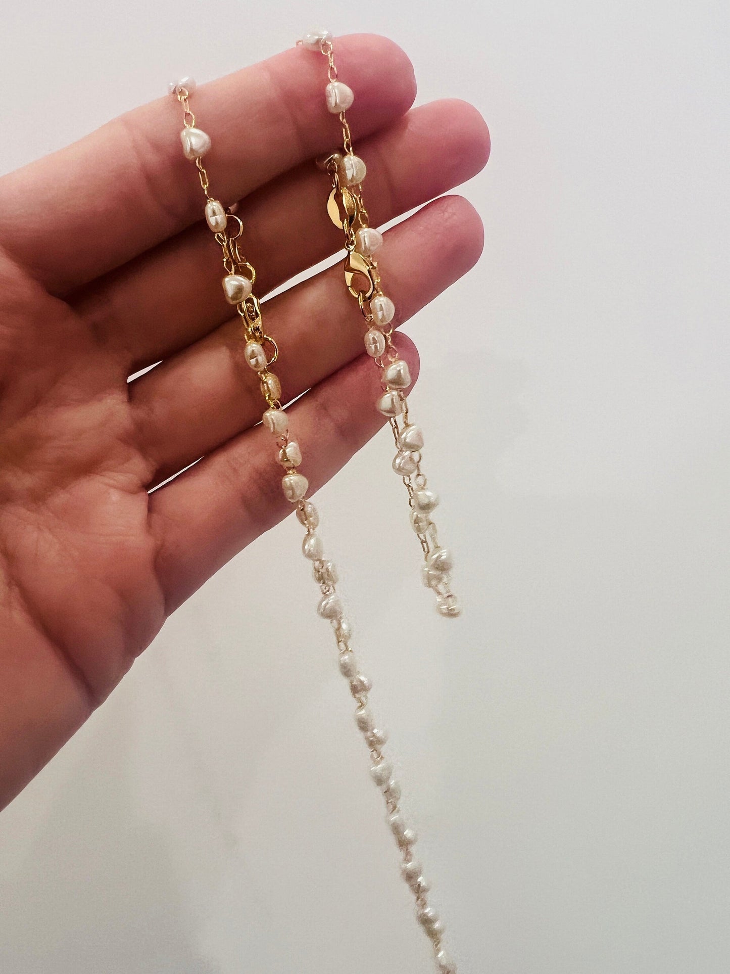 18KT Gold Filled Bracelets, Gold Filled Heart Pearl Bracelet & Necklace | Jewelry Set by HAUS OF MONOGRAM