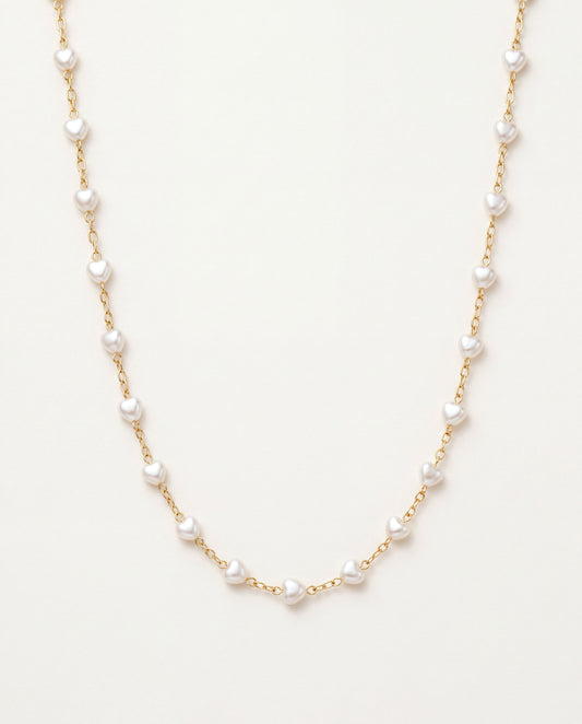 18KT Gold Filled Necklaces, Gold Filled Heart Pearl Necklace | Bracelet Set | Gift Ready by HAUS OF MONOGRAM