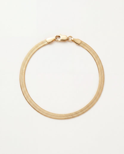 18KT Gold Filled Bracelets, Gold Filled Herringbone Bracelet | 4mm Engraved Shine by HAUS OF MONOGRAM
