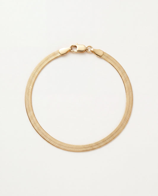 18KT Gold Filled Bracelets, Gold Filled Herringbone Bracelet | 4mm Engraved Shine by HAUS OF MONOGRAM
