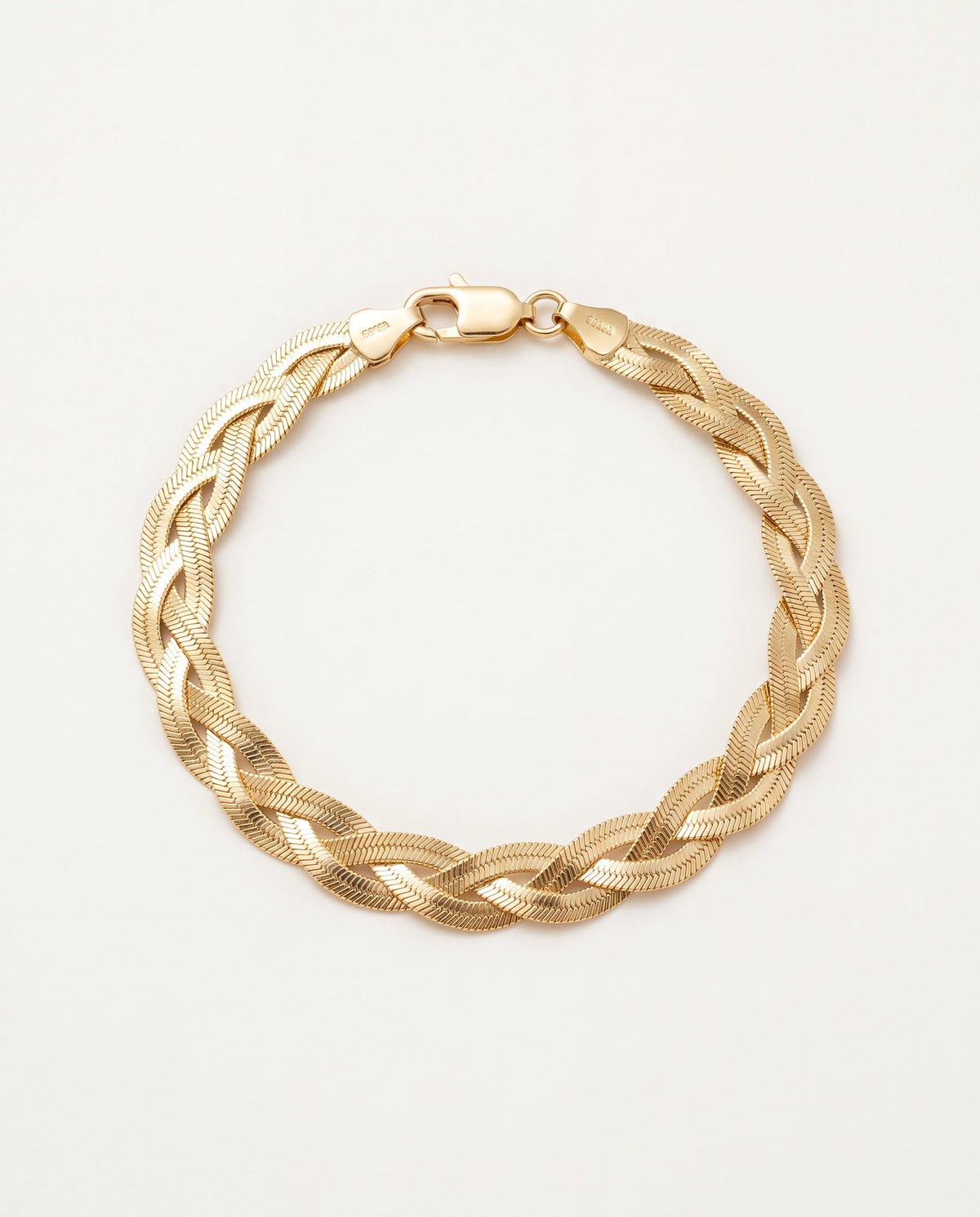 18KT Gold Filled Bracelets, Gold Filled Herringbone Bracelet | 8mm Braided | 7.5 Inch by HAUS OF MONOGRAM