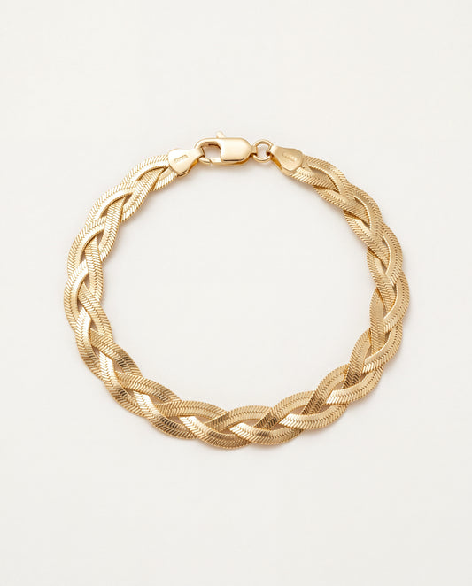 18KT Gold Filled Bracelets, Gold Filled Herringbone Bracelet | 8mm Braided | 7.5 Inch by HAUS OF MONOGRAM