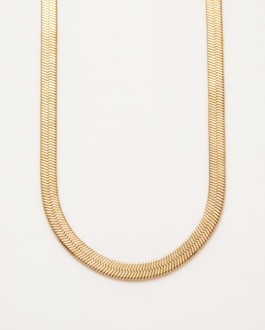 18KT Gold Filled Necklaces, Gold Filled Herringbone Chain Necklace | 7mm Flat Shine by HAUS OF MONOGRAM