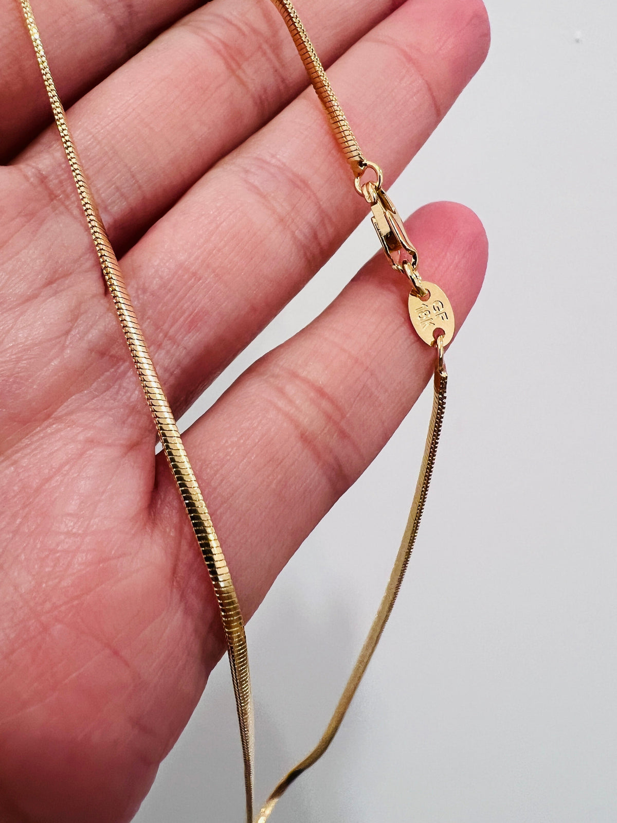 18KT Gold Filled Necklaces, Gold Filled Herringbone Necklace | 1.5mm Chain | 14" to 18" Length by HAUS OF MONOGRAM