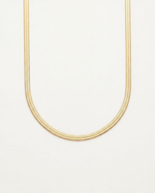 18KT Gold Filled Necklaces, Gold Filled Herringbone Necklace | 2mm Flat Chain 16–18 by HAUS OF MONOGRAM