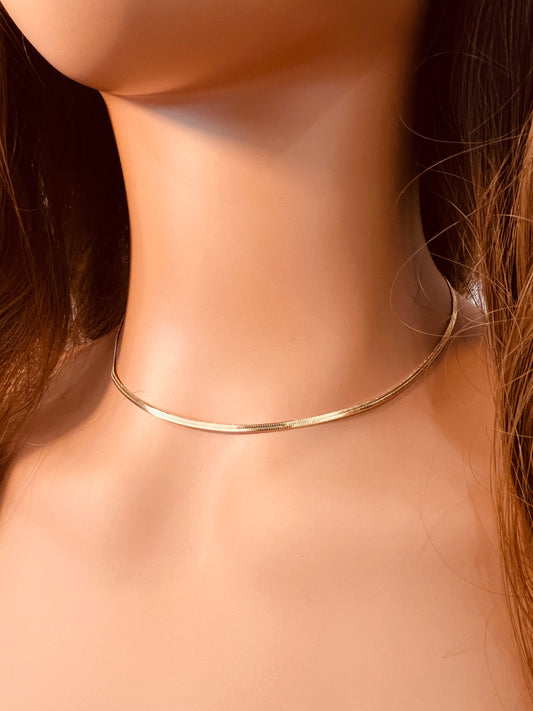 18KT Gold Filled Necklaces, Gold Filled Herringbone Necklace | 2mm Flat Chain 16–18 by HAUS OF MONOGRAM