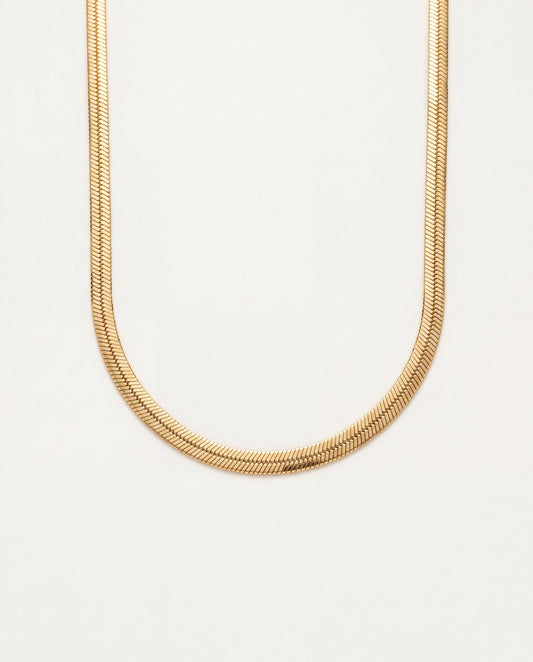 18KT Gold Filled Necklaces, Gold Filled Herringbone Necklace | 4mm Flat | 18 Inch by HAUS OF MONOGRAM