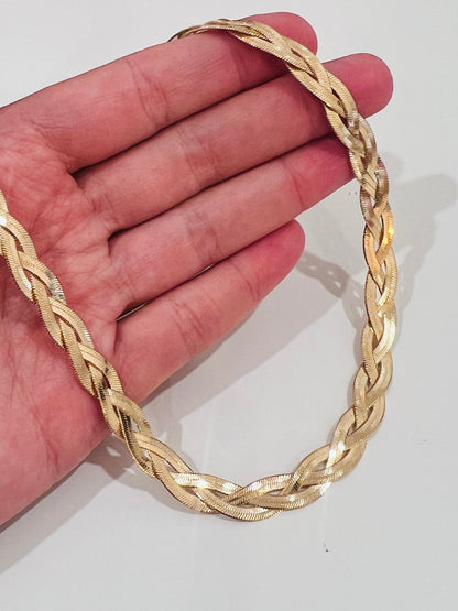 18KT Gold Filled Necklaces, Gold Filled Herringbone Necklace | 7mm Woven Statement by HAUS OF MONOGRAM