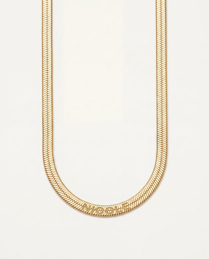 Gold Filled Herringbone Necklace engraved with a name