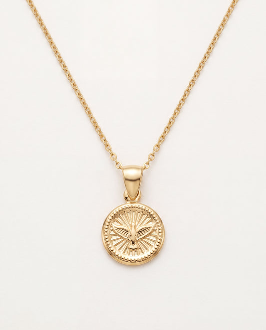 18KT Gold Filled Necklaces, Gold Filled Holy Spirit Necklace | 12mm Pendant | 16–18 Inch by HAUS OF MONOGRAM