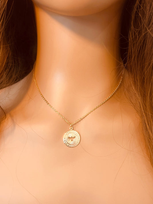 Gold Filled Holy Spirit Necklace | Symbolic Faith Medal by HAUS OF MONOGRAM - Necklaces, 16", 1-1860