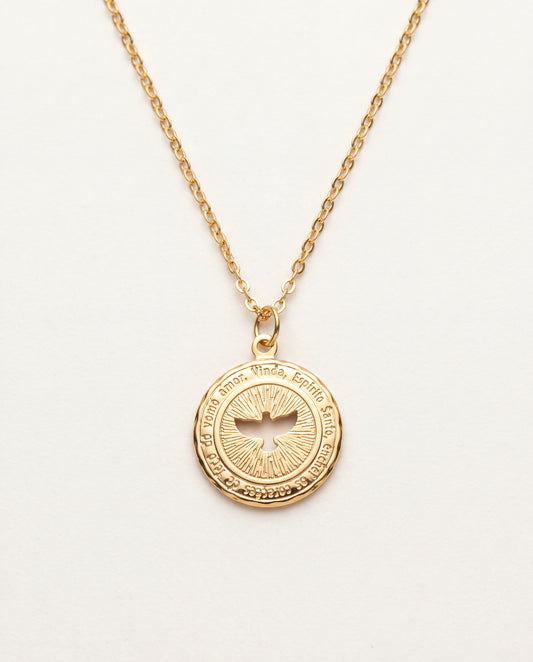 18KT Gold Filled Necklaces, Gold Filled Holy Spirit Necklace | Symbolic Faith Medal by HAUS OF MONOGRAM