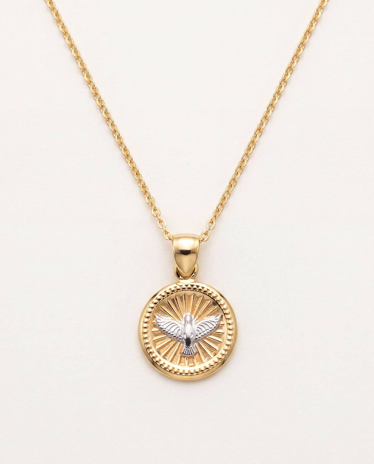 18KT Gold Filled Necklaces, Gold Filled Holy Spirit Necklace | Faith Medal Pendant by HAUS OF MONOGRAM