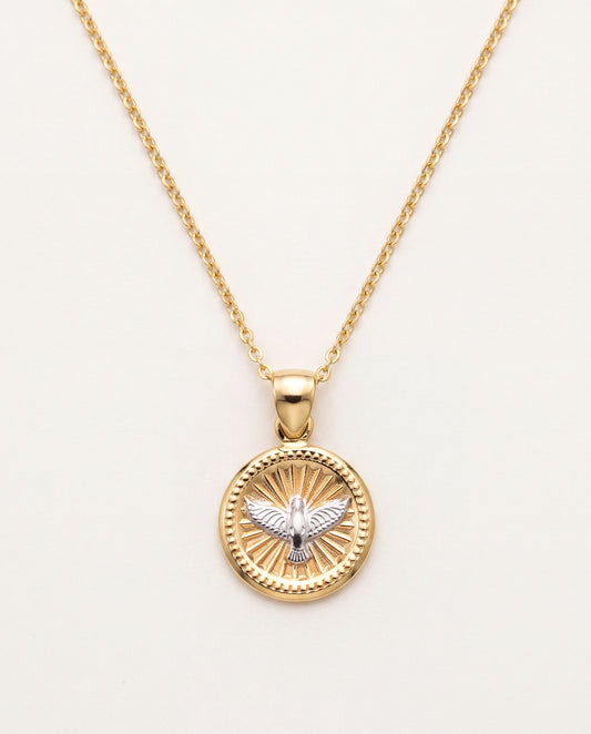 18KT Gold Filled Necklaces, Gold Filled Holy Spirit Necklace | Faith Medal Pendant by HAUS OF MONOGRAM