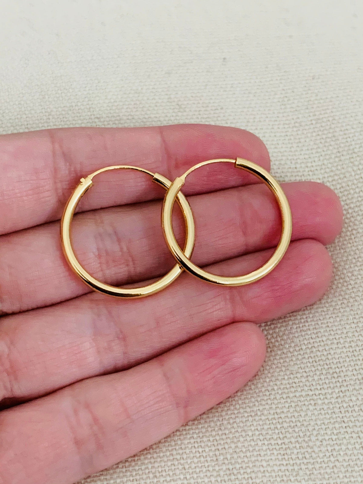 18KT Gold Filled Earrings, Gold Filled Hoop Earrings | 25mm Size | 1.5mm Lightweight Design by HAUS OF MONOGRAM