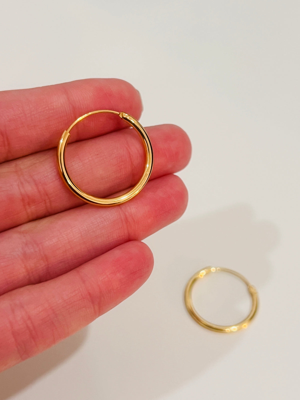 18KT Gold Filled Earrings, Gold Filled Hoop Earrings | 25mm Size | 1.5mm Lightweight Design by HAUS OF MONOGRAM