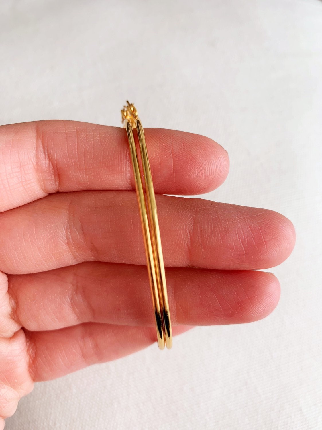 18KT Gold Filled Earrings, Gold Filled Hoop Earrings | 60mm Statement Hoops | 1.5mm by HAUS OF MONOGRAM