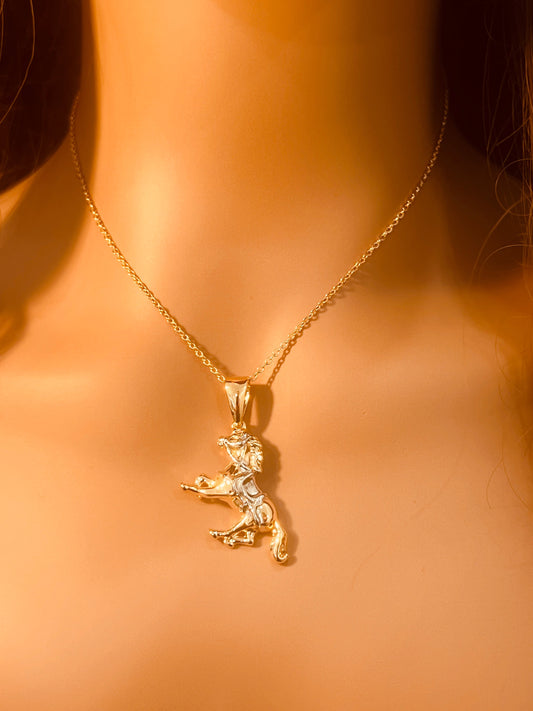 18KT Gold Filled Necklaces, Gold Filled Horse Pendant Necklace | Bold Western-Inspired Charm by HAUS OF MONOGRAM