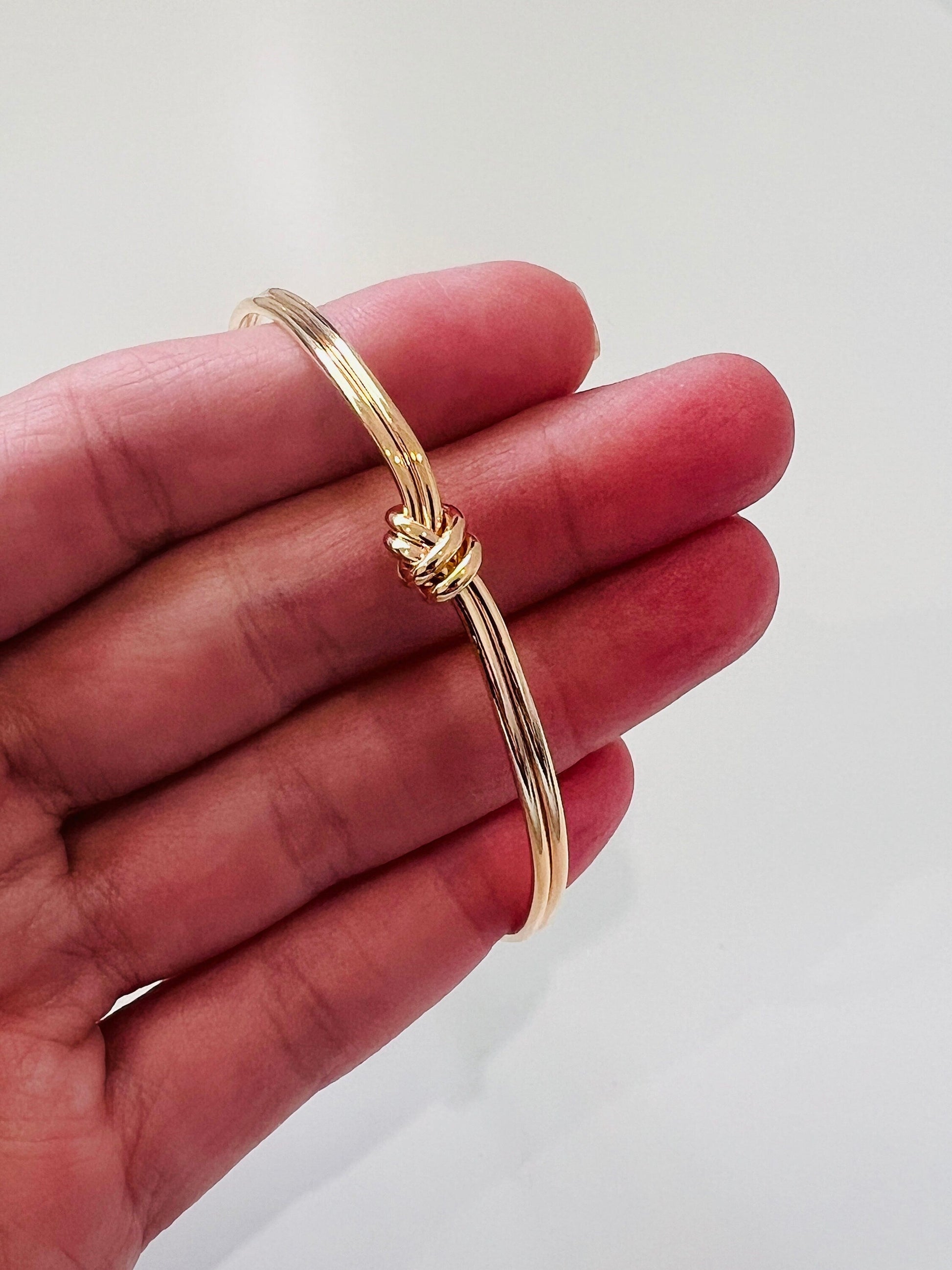 18KT Gold Filled Bangles, Gold Filled Knot Bangle | Minimalist Stackable Bracelet by HAUS OF MONOGRAM