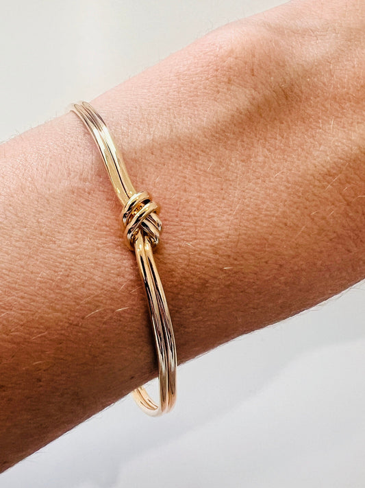 18KT Gold Filled Bangles, Gold Filled Knot Bangle | Minimalist Stackable Bracelet by HAUS OF MONOGRAM