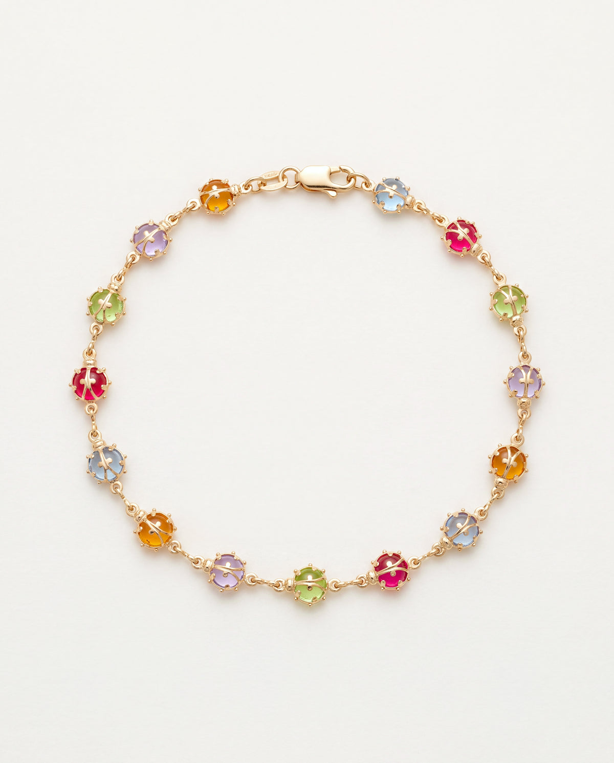 18KT Gold Filled Bracelets, Gold Filled Ladybug Bracelet | 5mm Gemstone Detail | 7.5" by HAUS OF MONOGRAM
