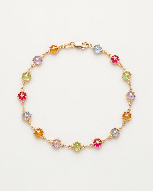 18KT Gold Filled Bracelets, Gold Filled Ladybug Bracelet | 5mm Gemstone Detail | 7.5" by HAUS OF MONOGRAM