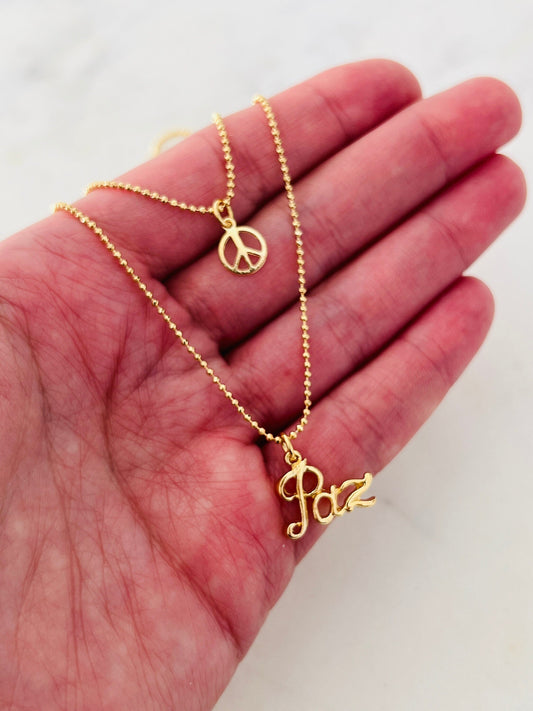 18KT Gold Filled Necklaces, Gold Filled Layered Peace Necklace | 18" Dainty Everyday Statement by HAUS OF MONOGRAM