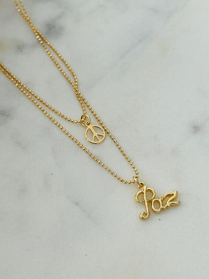 18KT Gold Filled Necklaces, Gold Filled Layered Peace Necklace | 18" Dainty Everyday Statement by HAUS OF MONOGRAM