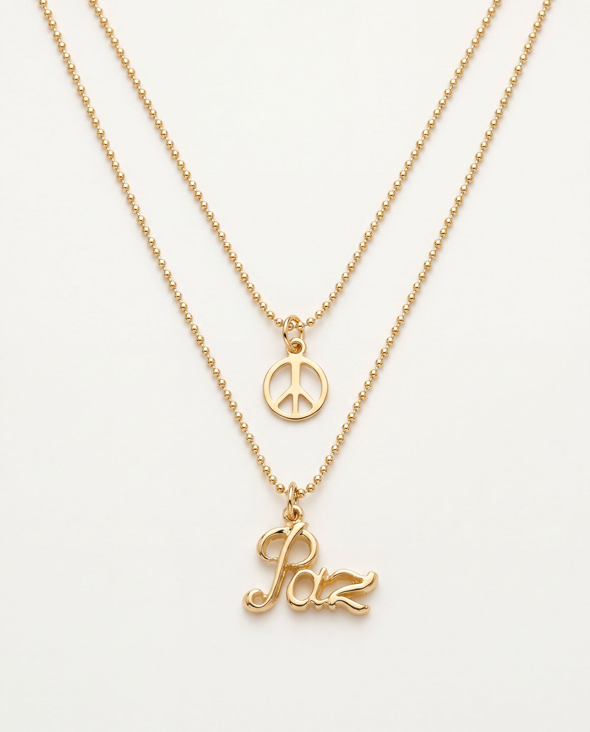 18KT Gold Filled Necklaces, Gold Filled Layered Peace Necklace | 18" Dainty Everyday Statement by HAUS OF MONOGRAM
