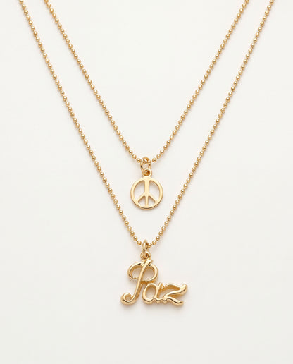 18KT Gold Filled Necklaces, Gold Filled Layered Peace Necklace | 18" Dainty Everyday Statement by HAUS OF MONOGRAM