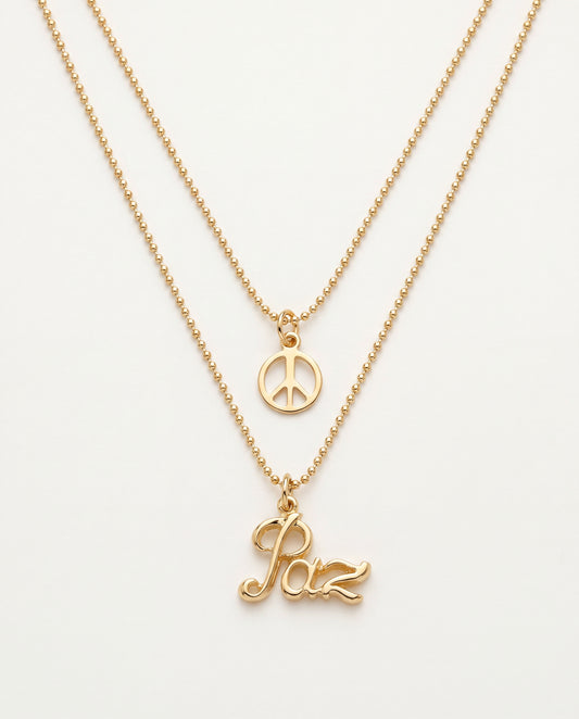 18KT Gold Filled Necklaces, Gold Filled Layered Peace Necklace | 18" Dainty Everyday Statement by HAUS OF MONOGRAM
