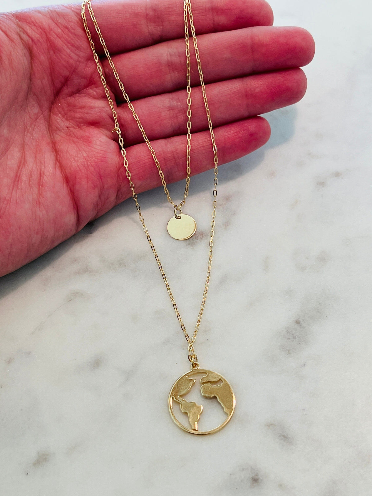 18KT Gold Filled Necklaces, Gold Filled Layered Wanderlust Necklace | Minimal Travel Charm by HAUS OF MONOGRAM