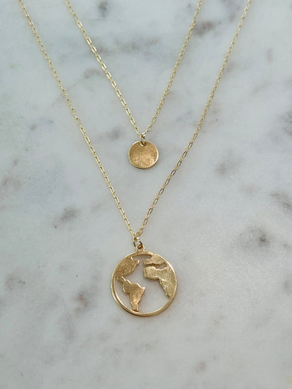 18KT Gold Filled Necklaces, Gold Filled Layered Wanderlust Necklace | Minimal Travel Charm by HAUS OF MONOGRAM