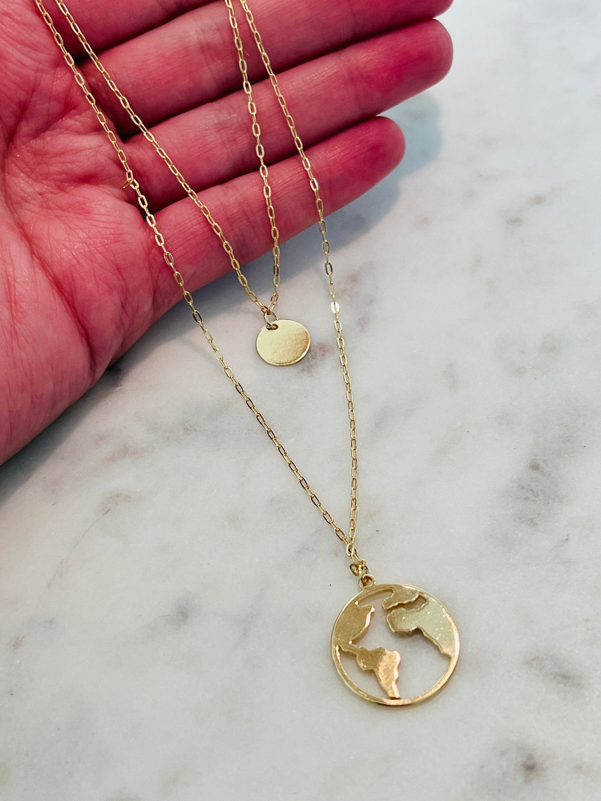 18KT Gold Filled Necklaces, Gold Filled Layered Wanderlust Necklace | Minimal Travel Charm by HAUS OF MONOGRAM