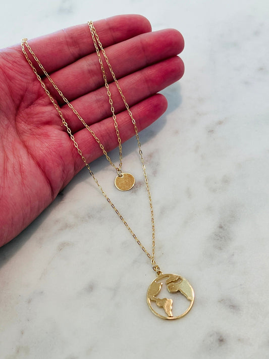18KT Gold Filled Necklaces, Gold Filled Layered Wanderlust Necklace | Minimal Travel Charm by HAUS OF MONOGRAM
