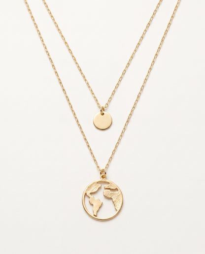 18KT Gold Filled Necklaces, Gold Filled Layered Wanderlust Necklace | Minimal Travel Charm by HAUS OF MONOGRAM