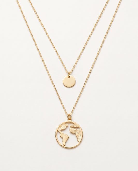 18KT Gold Filled Necklaces, Gold Filled Layered Wanderlust Necklace | Minimal Travel Charm by HAUS OF MONOGRAM