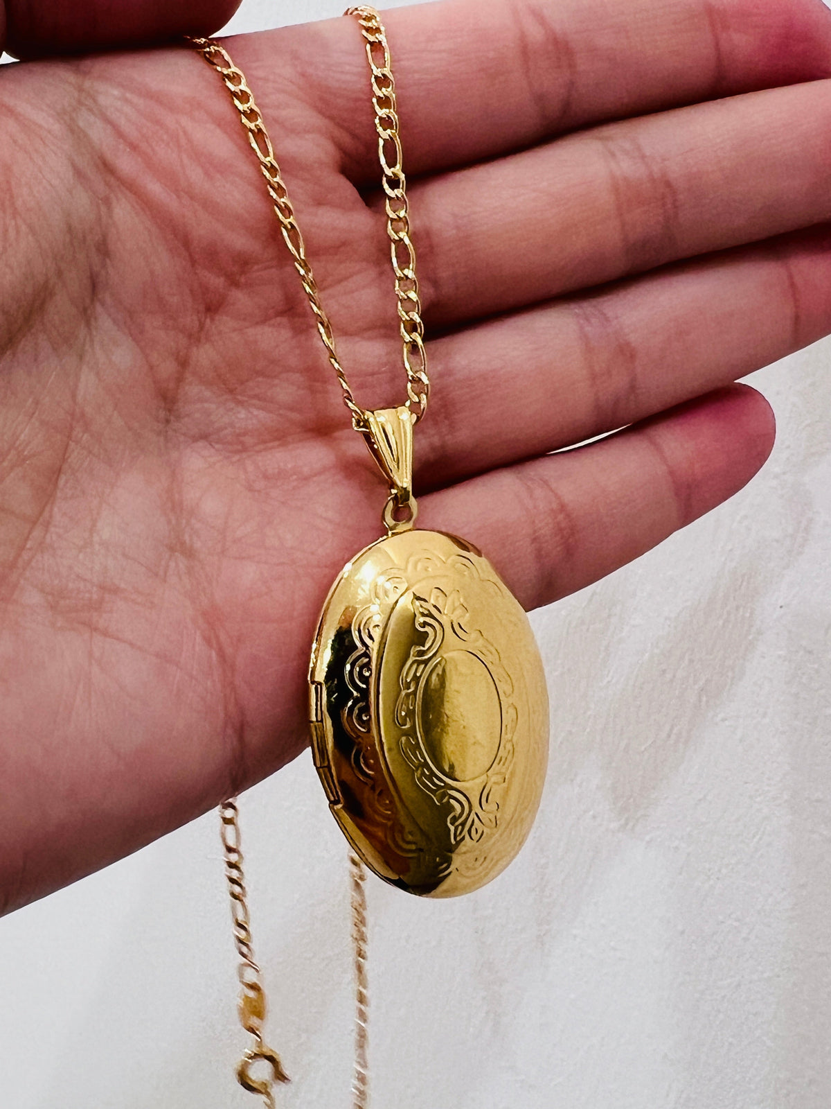 18KT Gold Filled Necklaces, Gold Filled Locket Necklace | 16" 18" | Classic Gold Keepsake by HAUS OF MONOGRAM