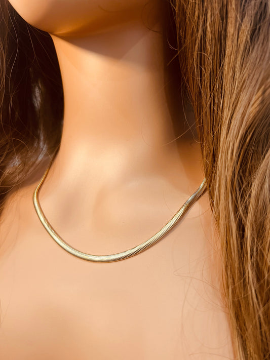 18KT Gold Filled Necklaces, Gold Filled Magic Herringbone Necklace | 4mm | 16-20" by HAUS OF MONOGRAM