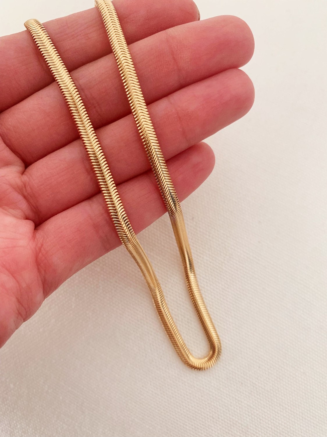 18KT Gold Filled Necklaces, Gold Filled Magic Herringbone Necklace | 4mm | 16-20" by HAUS OF MONOGRAM