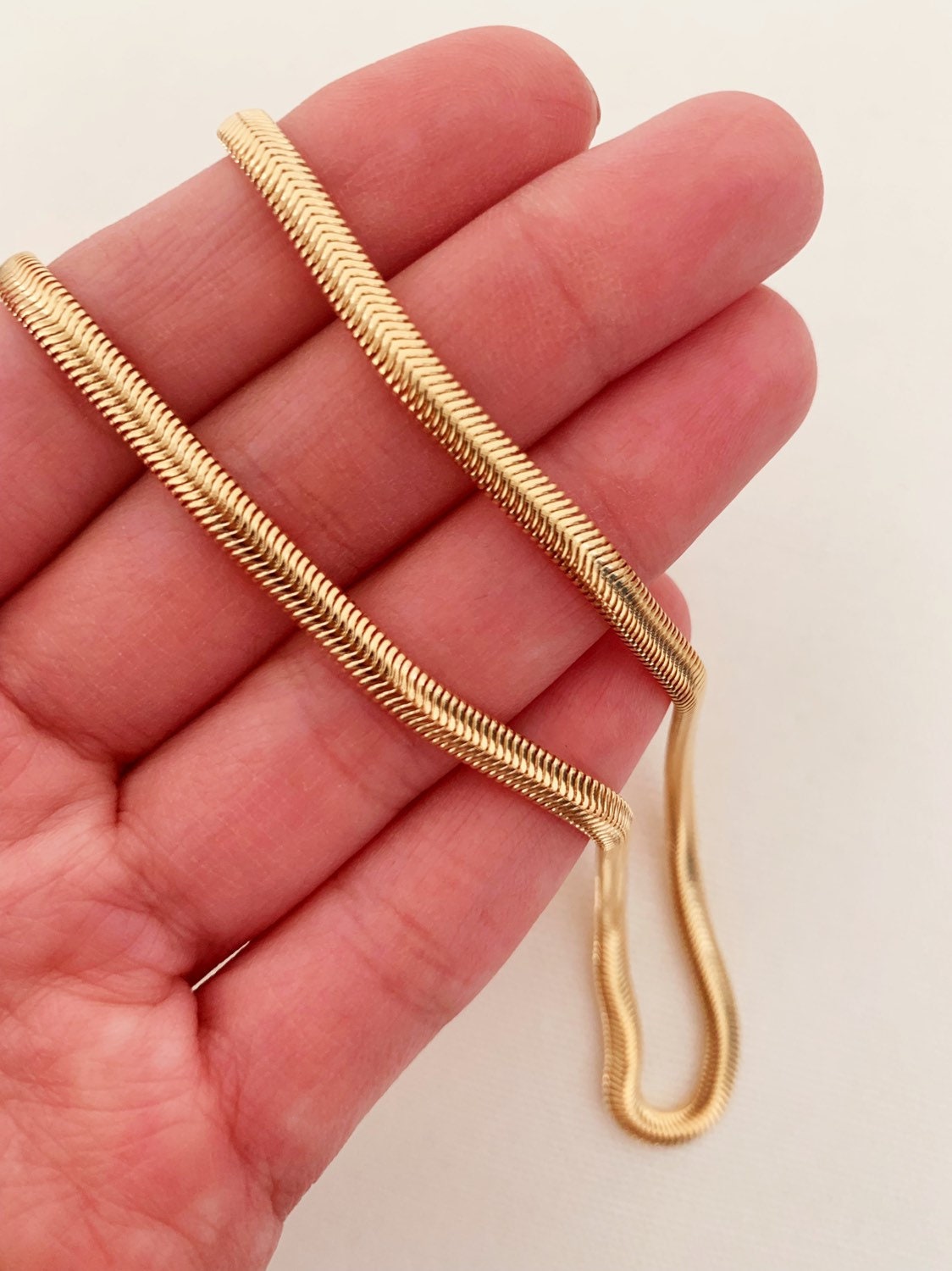 18KT Gold Filled Necklaces, Gold Filled Magic Herringbone Necklace | 4mm | 16-20" by HAUS OF MONOGRAM