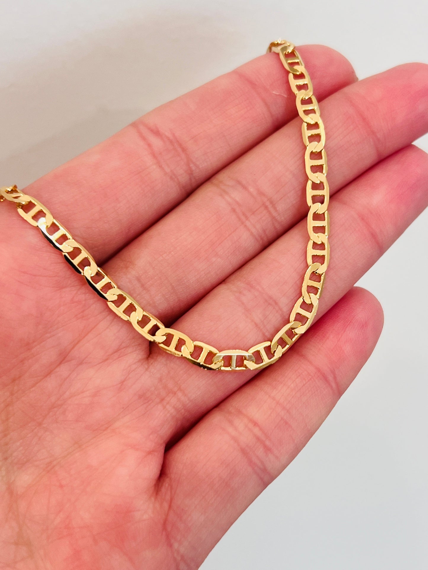 18KT Gold Filled Bracelets, Gold Filled Mariner Bracelet | 3mm Link Chain Design by HAUS OF MONOGRAM
