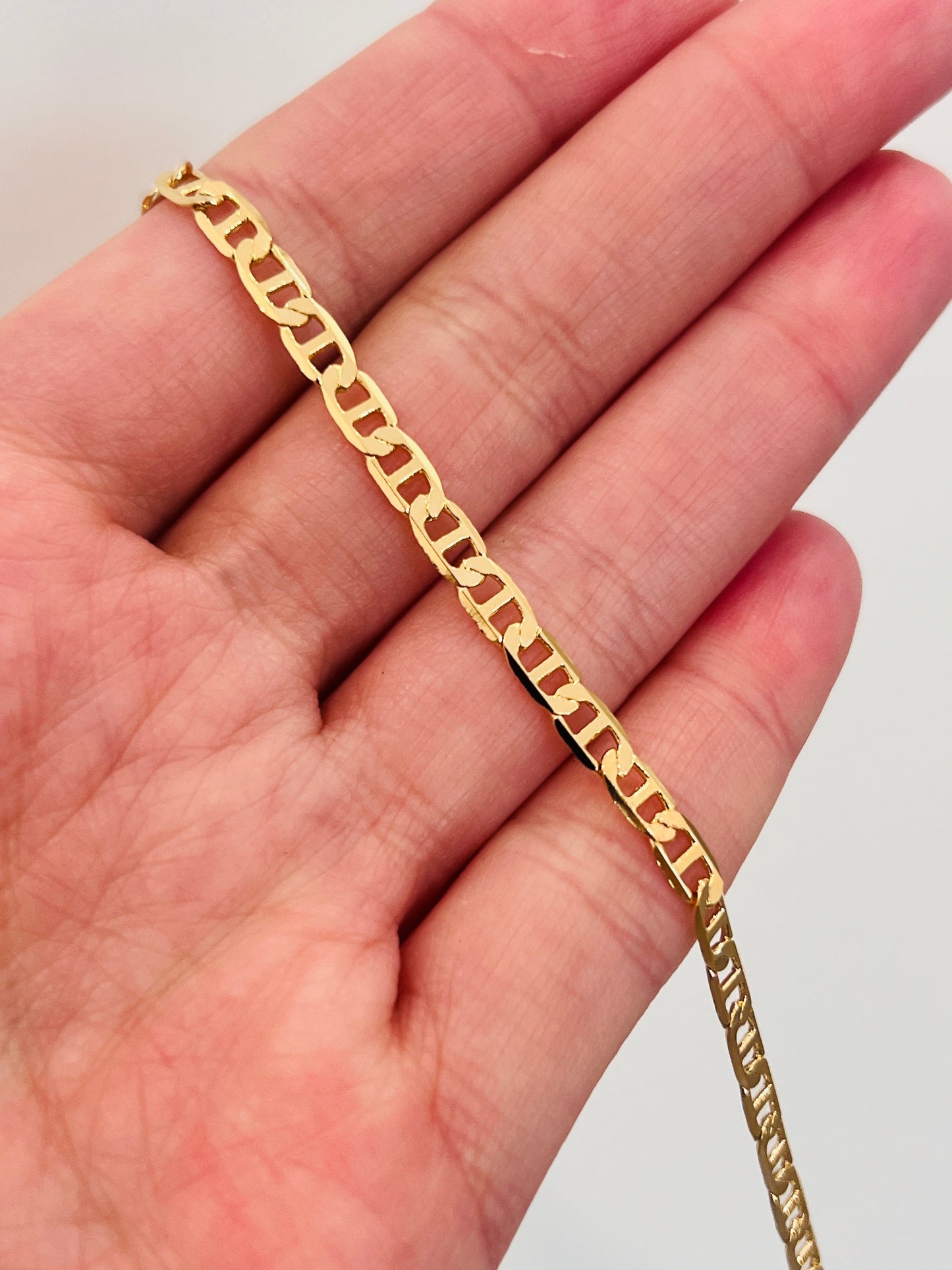 18KT Gold Filled Bracelets, Gold Filled Mariner Bracelet | 3mm Link Chain Design by HAUS OF MONOGRAM