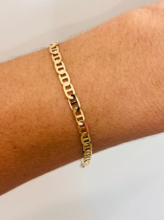 18KT Gold Filled Bracelets, Gold Filled Mariner Bracelet | 3mm Link Chain Design by HAUS OF MONOGRAM