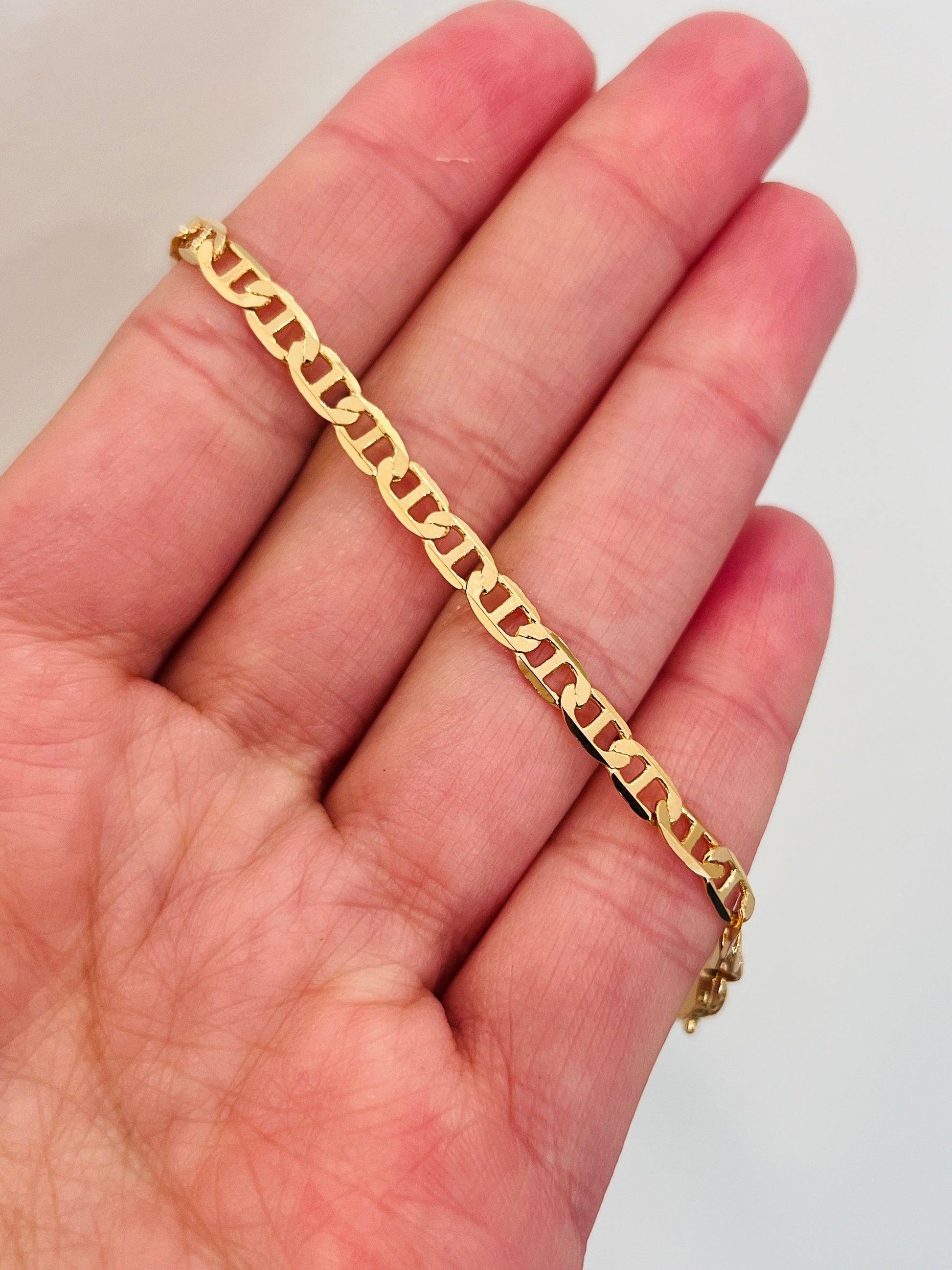 18KT Gold Filled Bracelets, Gold Filled Mariner Bracelet | 3mm Link Chain Design by HAUS OF MONOGRAM