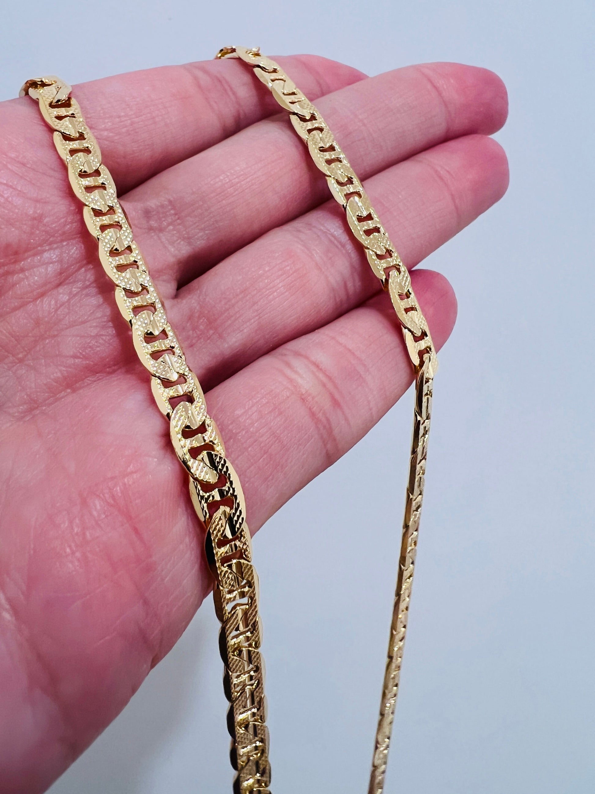 18KT Gold Filled Men's Chains, Gold Filled Mariner Chain | 4.5mm Beveled | 20–30 Inch by HAUS OF MONOGRAM