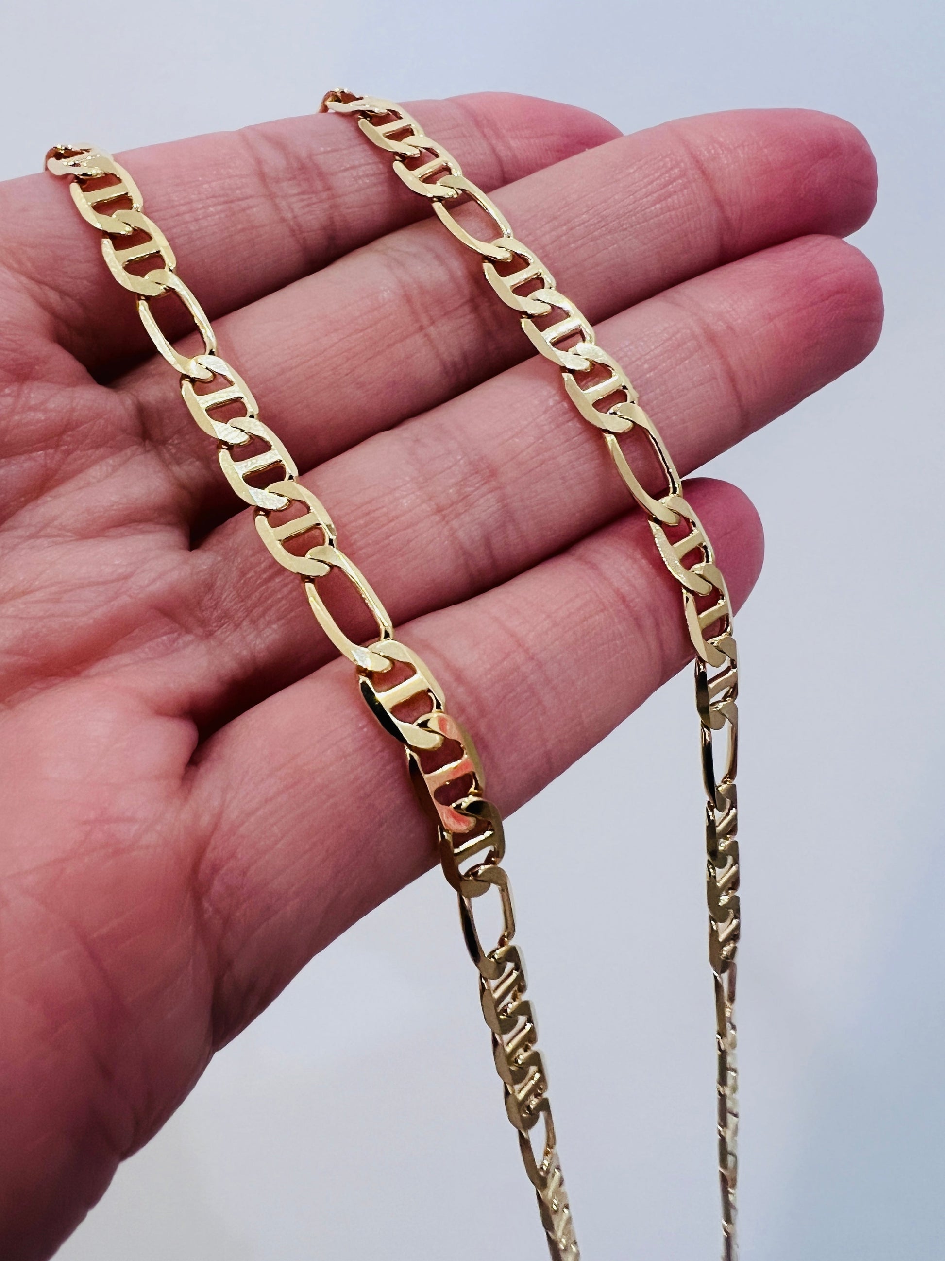 18KT Gold Filled Men's Chains, Gold Filled Mariner Chain | 4mm Wide | 18–24 Inch Length by HAUS OF MONOGRAM