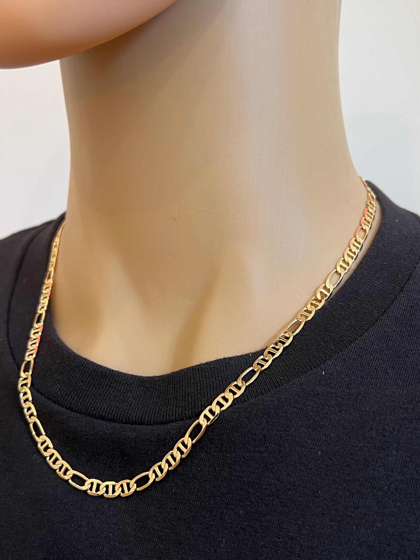 18KT Gold Filled Men's Chains, Gold Filled Mariner Chain | 4mm Wide | 18–24 Inch Length by HAUS OF MONOGRAM